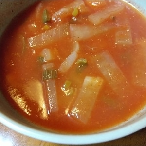 大根とネギの米ぬかトマトスープ